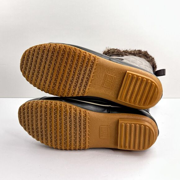 Khombu Boots Womens Size 11 Brown Gray Faux Fur Tall Lace Up Snow Duck Winter - Picture 4 of 13